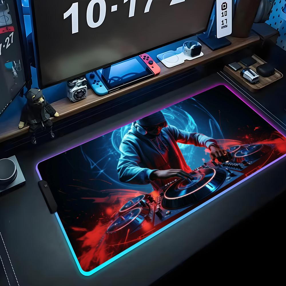 Musik DJ Mauspads RGB Gaming-Mauspads Große LED-Pads PC-Schreibtischmatten Leuchtende Mauspads Große Tastaturmatten Tischteppich mit Hintergrundbeleuchtung