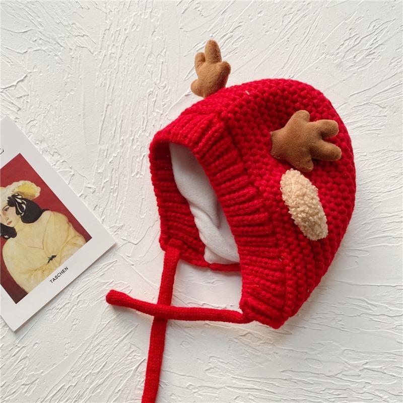 

Детская шапка осень-зима младенческая милая шапка с рожками шерстяная рождественская шапка детская мультяшная защита ушей теплая шапка