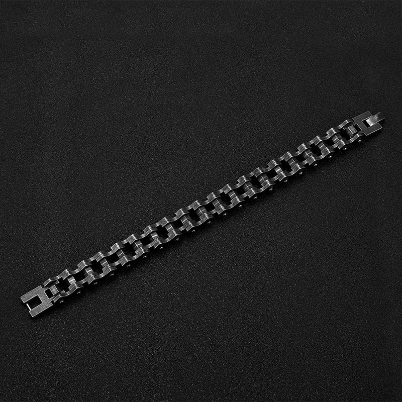 Vintage Oxidized Black Bicycle Link Chain Bracelets for Men Stainless Steel Punk Motorcycle Charm Bracelets Male Pulseira