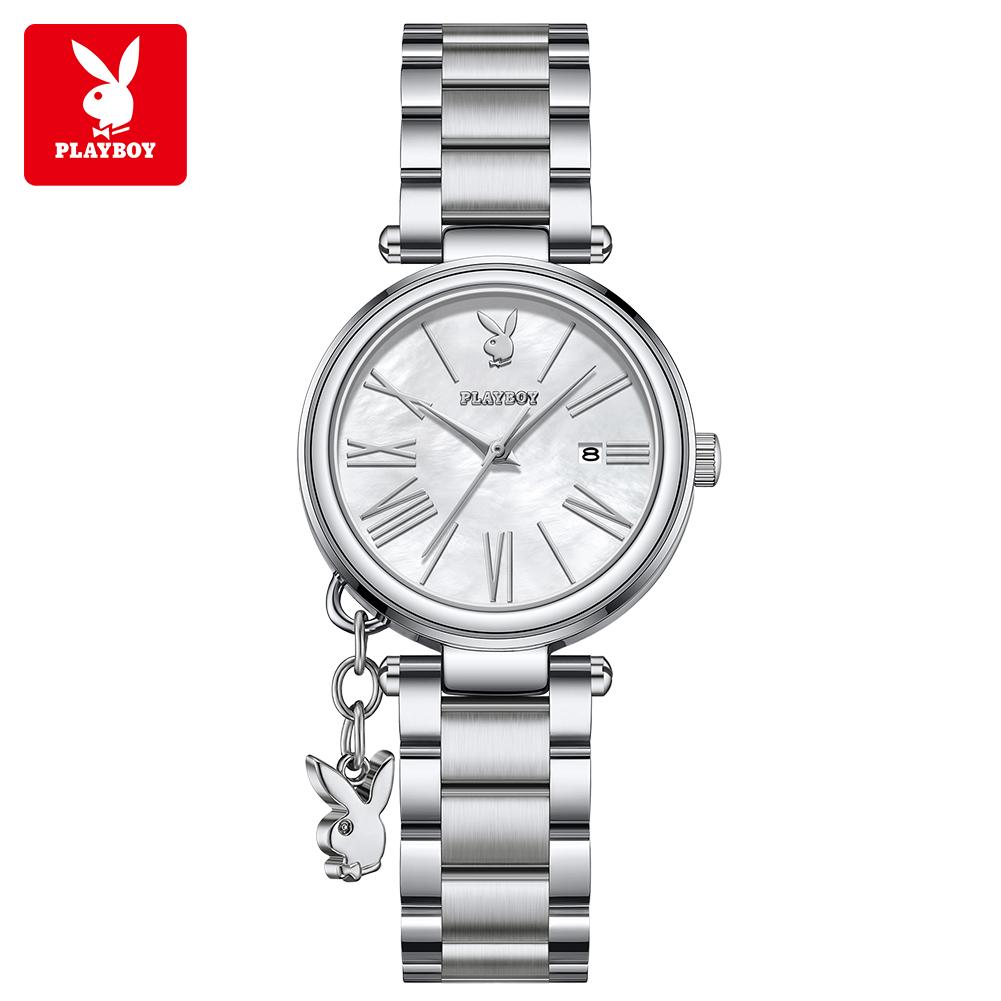 PLAYBOY Quartz Wristwatch Elegant Fashion Ladies Pendant Watches Original Stainless Steel Waterproof Watches for Women 3109