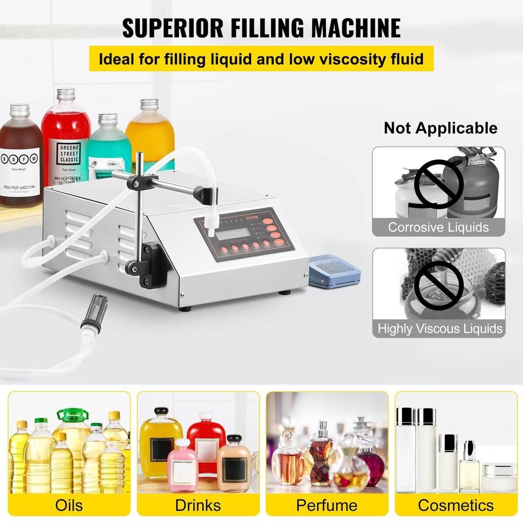 Liquid Filling Machine 2-3500ml GFK-160 LCD Display Digital Control Pump Liquid Filler Machine Automatic Liquid Filling Machine