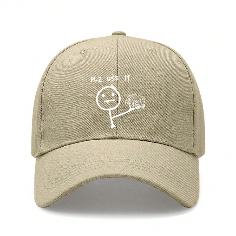 [Humorous Baseball Cap] Funny Letter "PLZ USE IT" Print Polyester Adjustable Breathable Casual Outdoor Sports Baseball Hat For Men Women