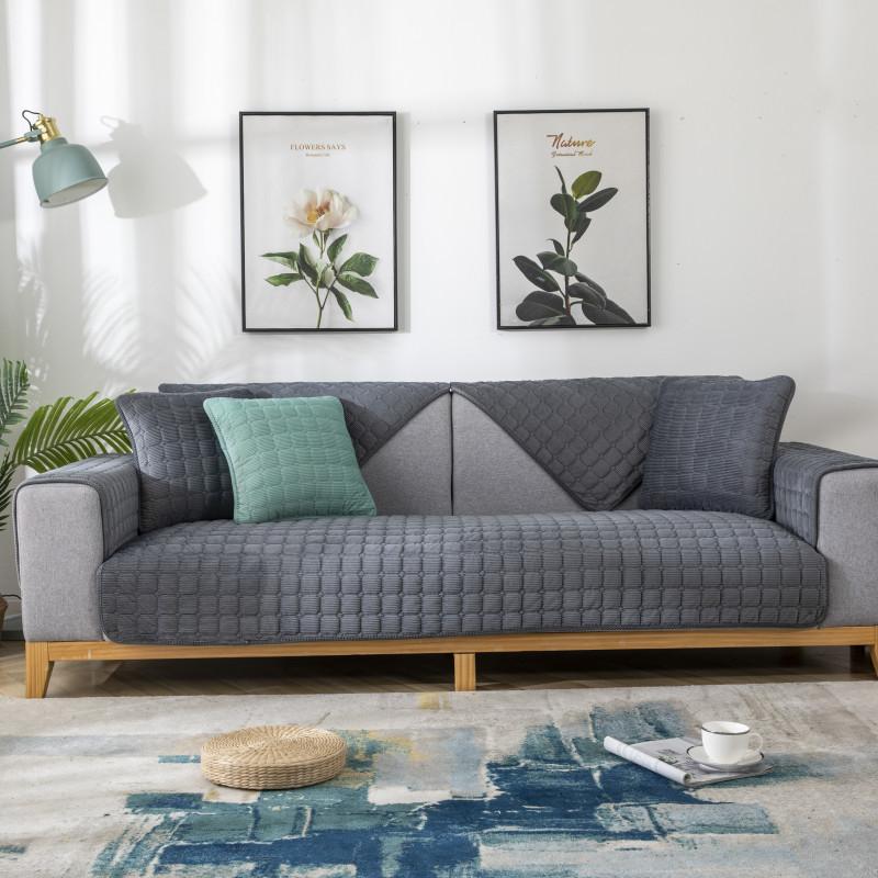 

Осенне-зимний однотонный бархатный плед диванная подушка современный простой нескользящий чехол на сиденье дивана 70*210