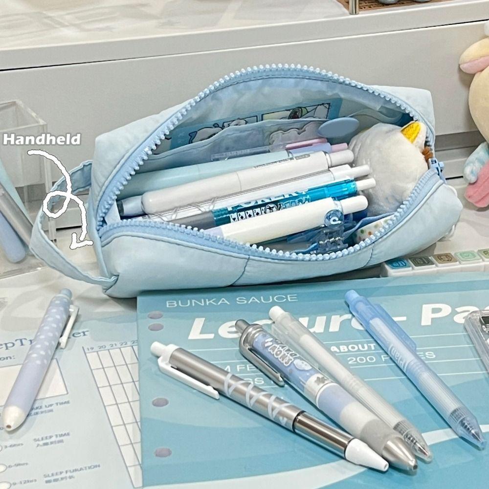 Soft Touch Pencil Case Solid Color Stationery Pouch Portable Pen Bag Students