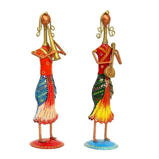 Musical Lady Dolls Set Handmade Decorative Gift Item Showpiece for Homedecor (12.25 Inch) - Set of 2 Pc