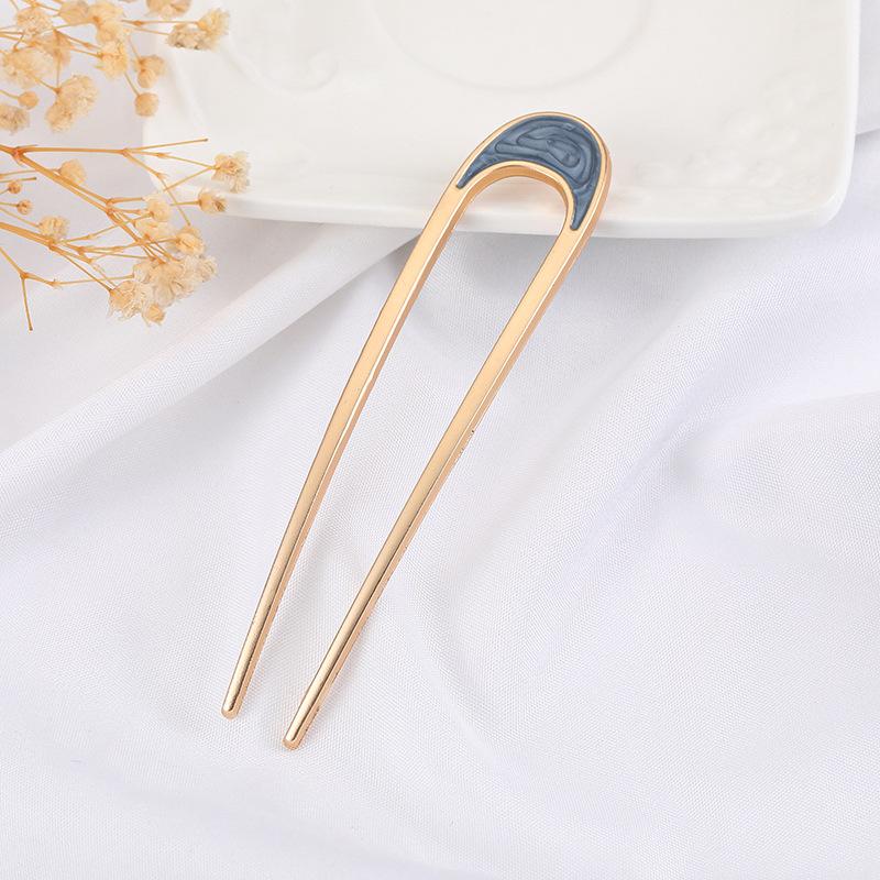 Fashion Hair Accessories Metal U Shape Hair Stick For Women Silver Gold Color Elegant Shell Enamel Hairpin Female Headwear Gifts