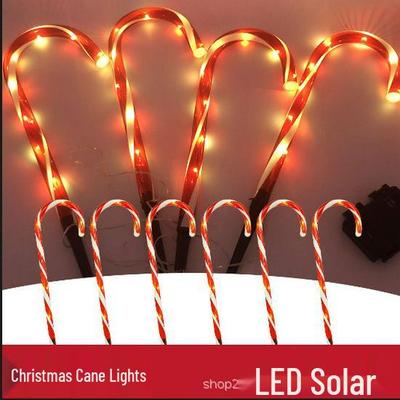 LED Solar Candy Cane Christmas Lights - Outdoor Garden Pathway Decorations