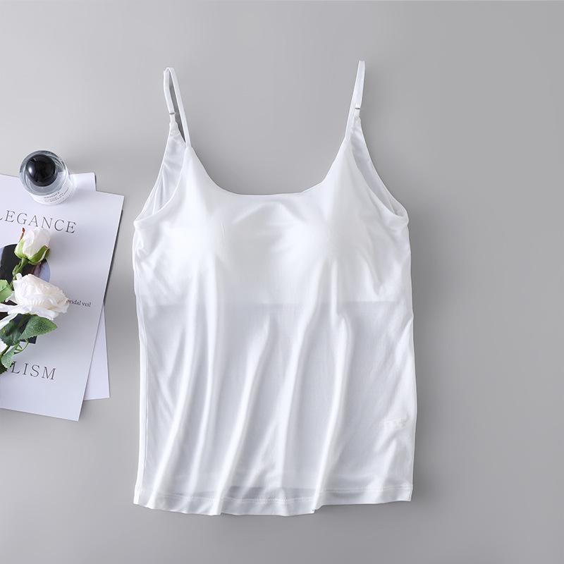 42-Stitch Silk Strapless Camisole Tank: 100% Real Mulberry Silk, Beautiful Back, Anti-Exposure Bra, Thin Summer Vest. M белый