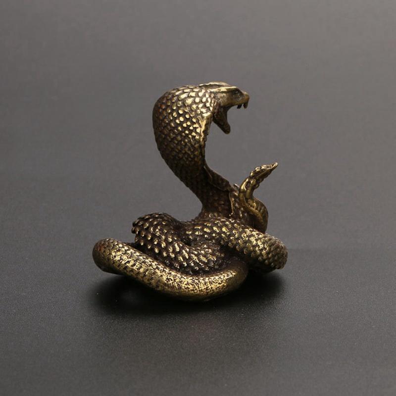 Statua di Cobra Boa Serpente in Bronzo Antico Mini Statue Animali Zodiacali in Rame Decorazioni da Scrivania Animali da Compagnia per Tè Ornamenti Artigianato in Ottone