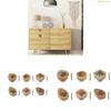 K1AE Wardrobe Knob Rattan Wooden Drawer Handle Cupboard Pulls Easy to Install