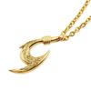 [Aloha Lokahi] Hawaiian Jewelry Necklace, Stainless Steel, Fish Hook, Heart, Scroll, Wave, Ocean, Surgical Stainless Steel, Yellow Gold, Reversible