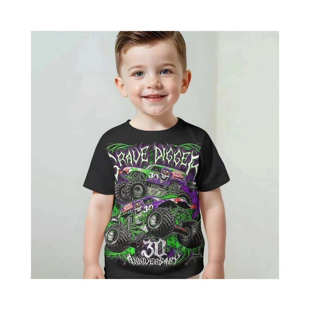 

3D Print Cartoon Big-Wheel Car T-Shirt for Boys Car Lover Outdoor Kids Clothes Summer Short Sleeve Boy Clothing 2-10y Child Top 160