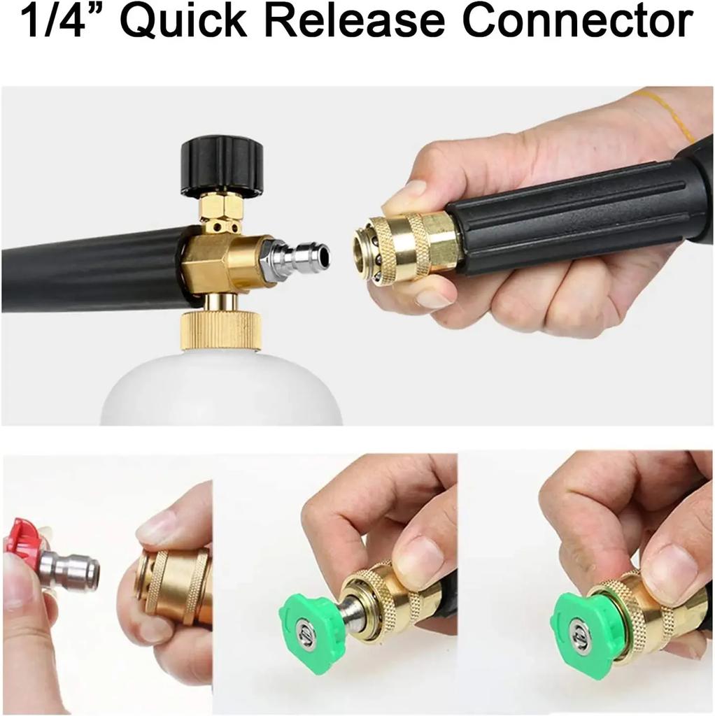 Hochdruckreinigerpistole Schneeschaumlanze 1/4" Schnellanschluss Seifenschaumkanone Generator Autowäsche Reinigungsflasche 1L 3000PSI