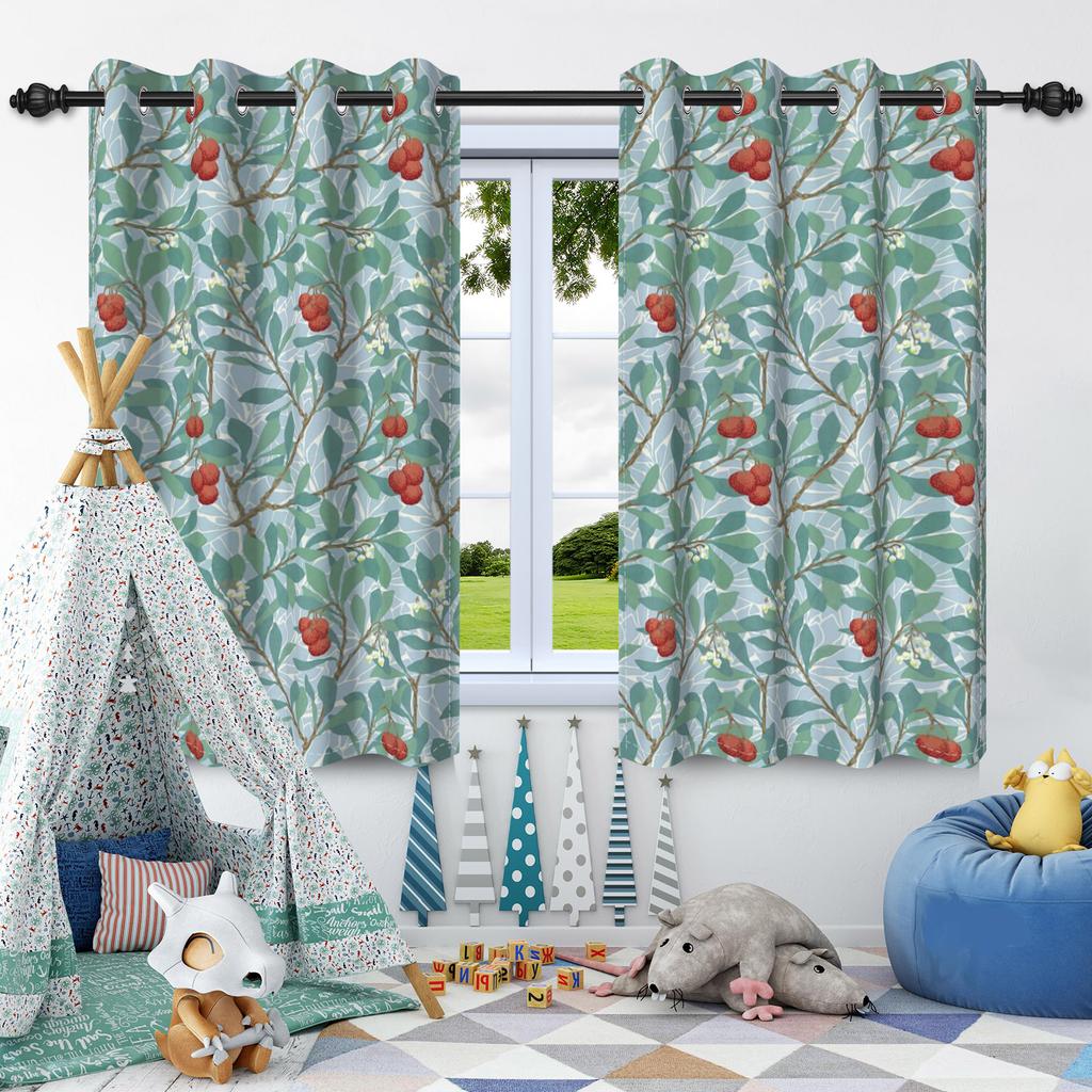 2Pcs Blackout Curtains Fresh Flowers Plants Leaf Bedroom Living Room Darkening Thermal Insulated Grommet Window Curtain Drape
