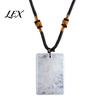 Fake Gemstone Jewelry Natural Crystal Pendant Necklace, Healing Energy Stone Necklace with Adjustable Braided Lanyard Rope, Polished for Men