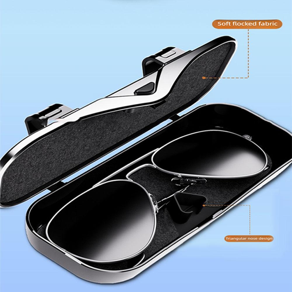 Multifunction Car Glasses Box Portable Car Sunglasses Holder Car Driving Glasses Holder Eyeglass Case Sun Visor Glasses Storage