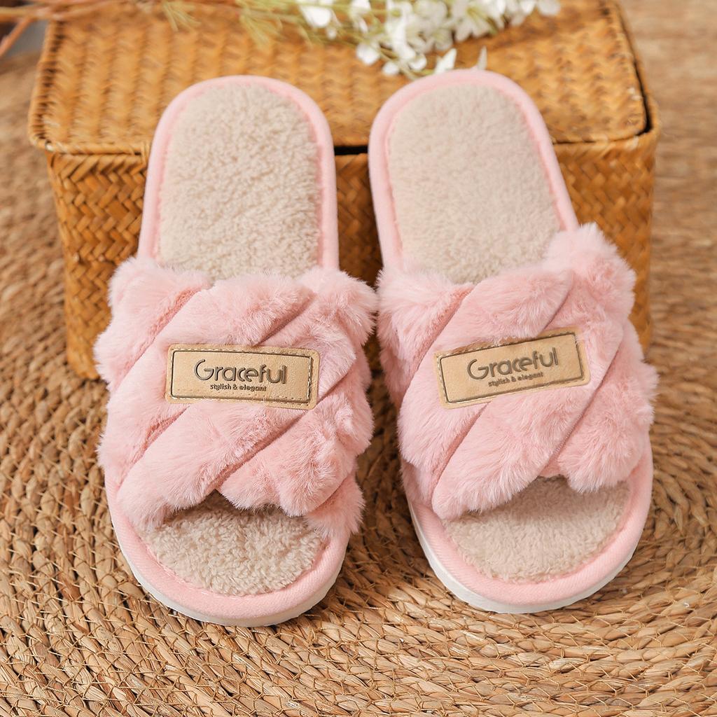 New home Mao Mao open slippers warm spring and autumn slippers couple summer floor mop