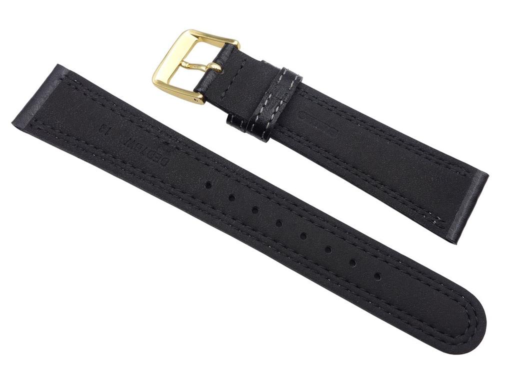 Seiko DED7 18mm Smooth Leather Watch Authentic Band, Black, Men's,