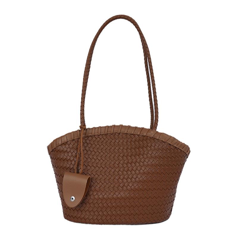 Large-capacity Woven Bag - Stylish Commuter Shoulder Bag with Hand-held Grocery Bag Feature