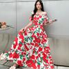 Bohemian Maxi Dress With Elastic Waist For Summer Beach Vacation And Artful Style