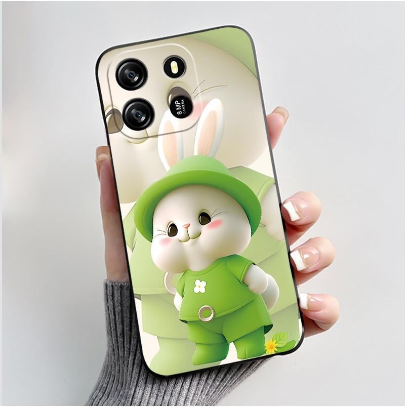 For Blackview Wave 6C Case Oscal Flat 1C Back Cover Luxury Cute Love Rabbit Funny Black TPU Soft Silicone Protective Phone Case