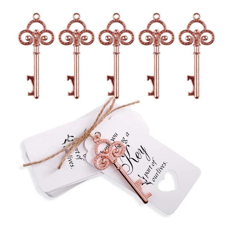 8cm Large 50Pcs/Set Skeleton Key Bottle Opener With Tag Card Twine Suitable For Wedding Gift, Baby Shower Party Gifts