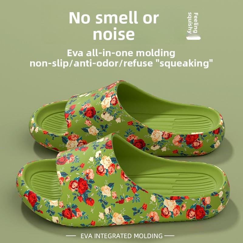 Romantischer floraler Stil Heim- und Outdoor-Ankleideszene, Damen bevorzugte bedruckte atmungsaktive Hausschuhe, Mode-Hausschuhe, flacher Absatz