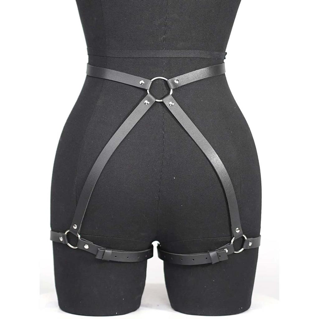 plus size goth Women PU Leather Sexy Lingerie Fetish Leg Harness Thigh Garter Belt Gothic Exotic Clothing Accessories