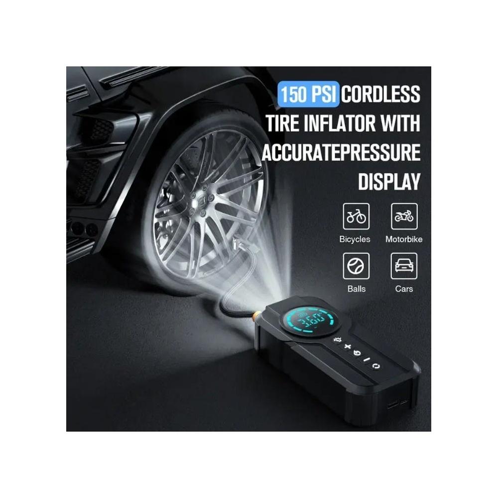 SUPER 5 4 in 1 Jump Starter Air Pump Portable Air Compressor Power Bank Lighting Car Battery Starter Starting Auto Tyre Inflator