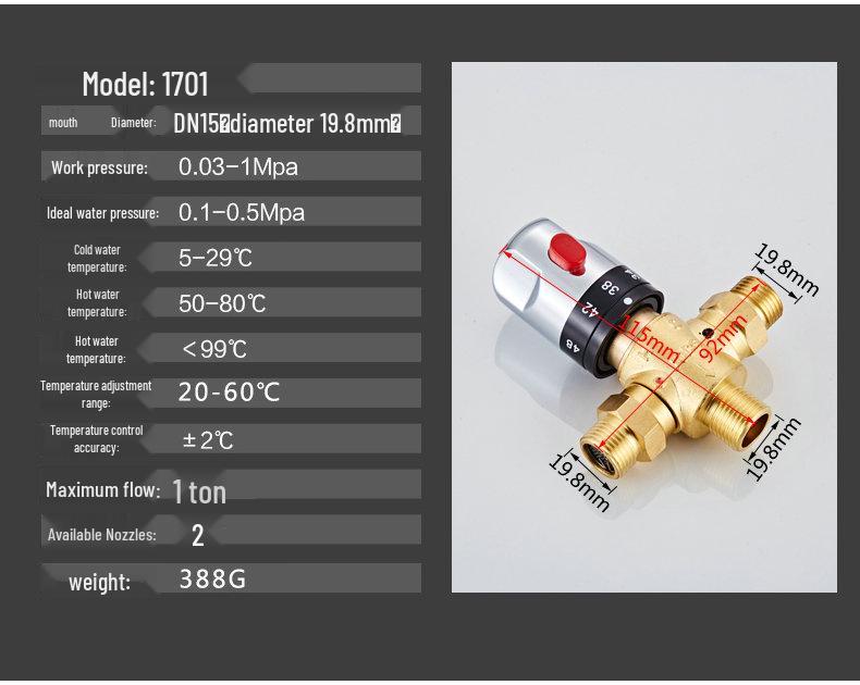 Smart Thermostatic Mixing Valve for Solar Electric Water Heater with Hot/Cold Shower Head Faucet