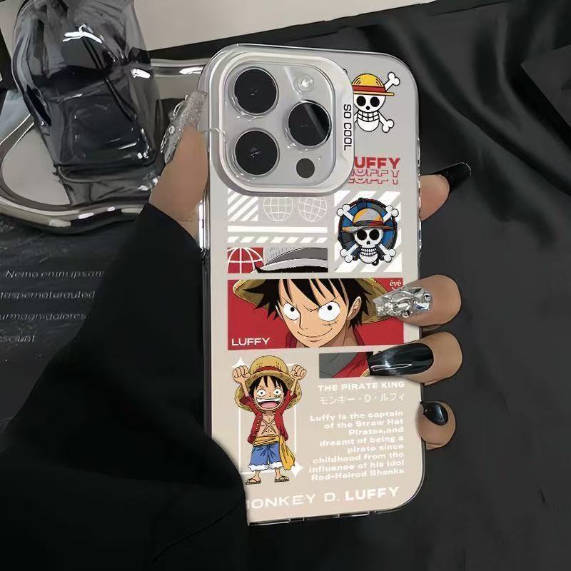 One Piece Luffy compatibele iPhone 18 Pro Max telefoonhoesje, gepersonaliseerd energiek hoesje voor iPhone 18/15/14 met tekst 13.