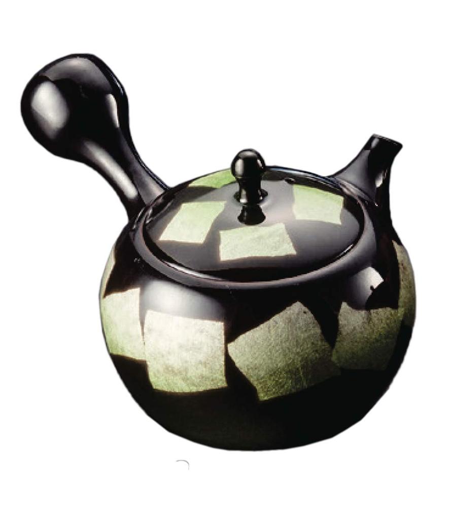 Tokoname Ware Teapot Gyokuko 10 Black Round Green Leaf Teapot 170ml Ceramesh Master Product Made In Japan Presentation Box T1845 1-138 No. Craftsman's