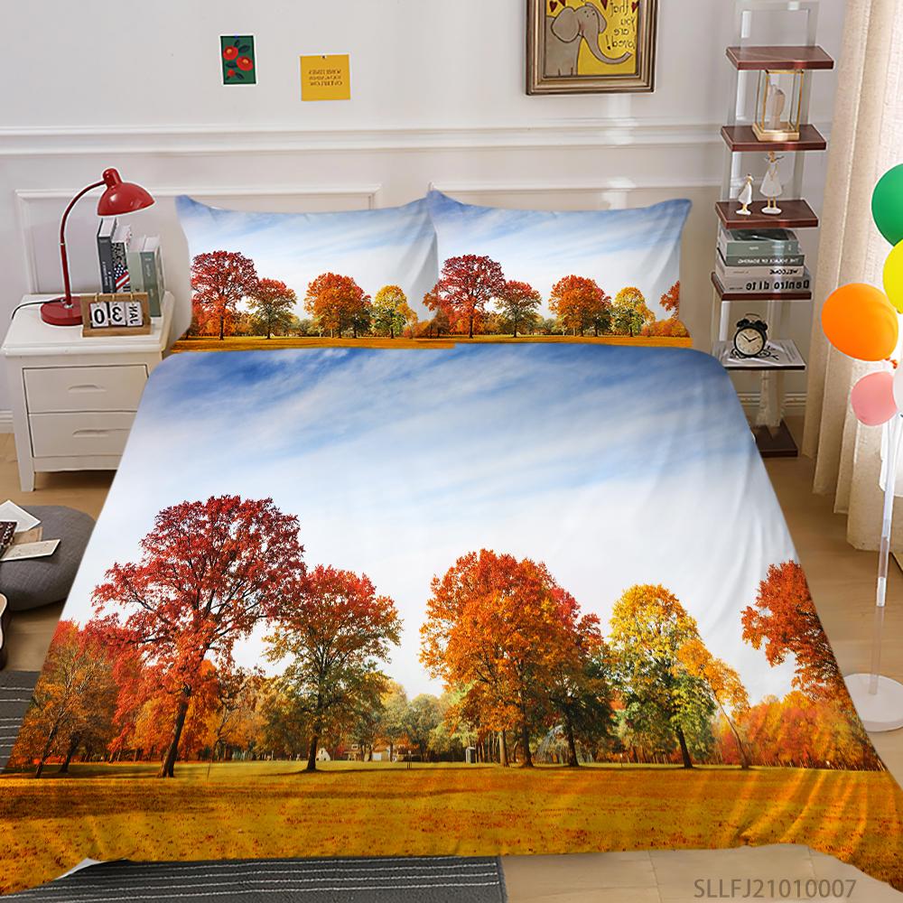 3D Maple Leaf Bedding Set Red Leaf Quilt Cover Pillow Case 2 or 3 Pieces Microfiber Fabric AU Extra Large Home Decoration
