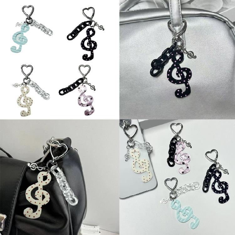 Charming Dotted Stripe Keychain Premium Acrylic Material Everyday Carry Essential Musical Symbol Key Holder
