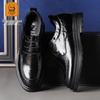 Men's Winter Sheepskin High-Top Formal Leather Shoes - Breathable, Lace-up, Round Toe Wedding & Banquet Footwear.