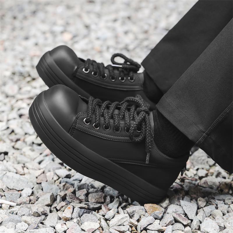 Fashion Men's thick soled board shoes classics Black trendy style Leisure Outdoor Fashion Party Daily casual height increasing shoes