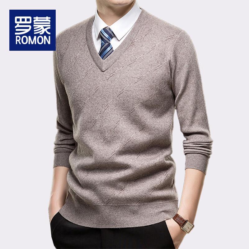 Romon Men's V-Neck Thickened Knit Pullover LZ6362