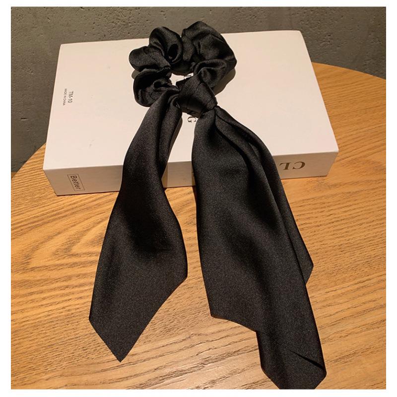 2025 Korean Style Satin Bow Silk Scarf Hair Tie Rubber Band