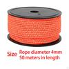 50M Camping Tent Rope, Outdoor Guy Lines, 4mm Thickness, Reflective Rope Wind for Fishing