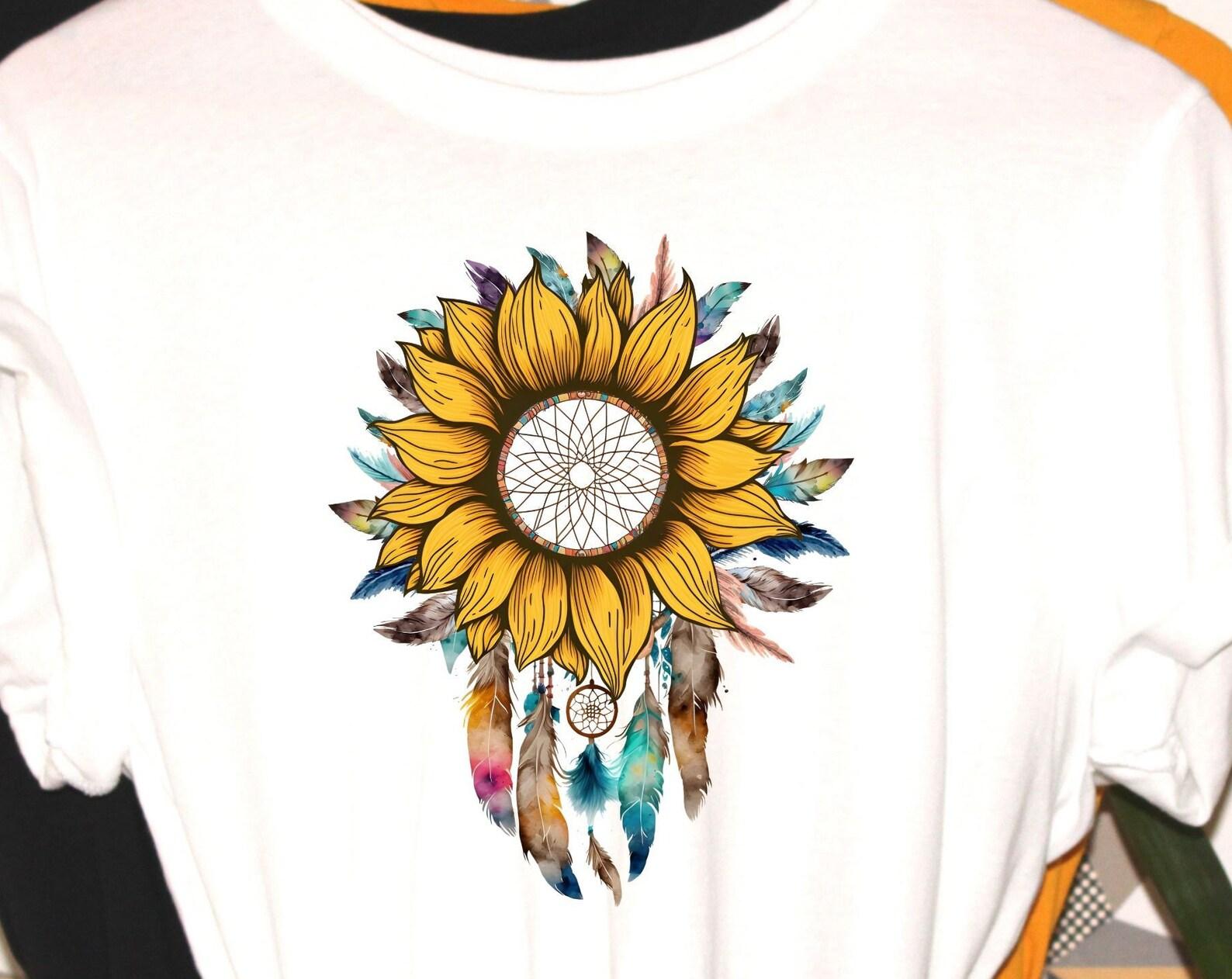 Sunflower Dream catcher, sunflower tshirt, dream catcher shirt, beautiful colors, gift for teacher, gift for her, gift for counselor L