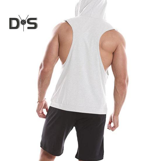 Men Hoodie Vest Hooded Sleeveless Solid Color Summer Sweatshirt Loose Fit Breathable Fabric Sport Vest