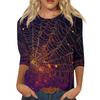 Women's Fashion Casual Round Neck 3/4 Sleeve Loose Printed T-Shirt Ladies Top