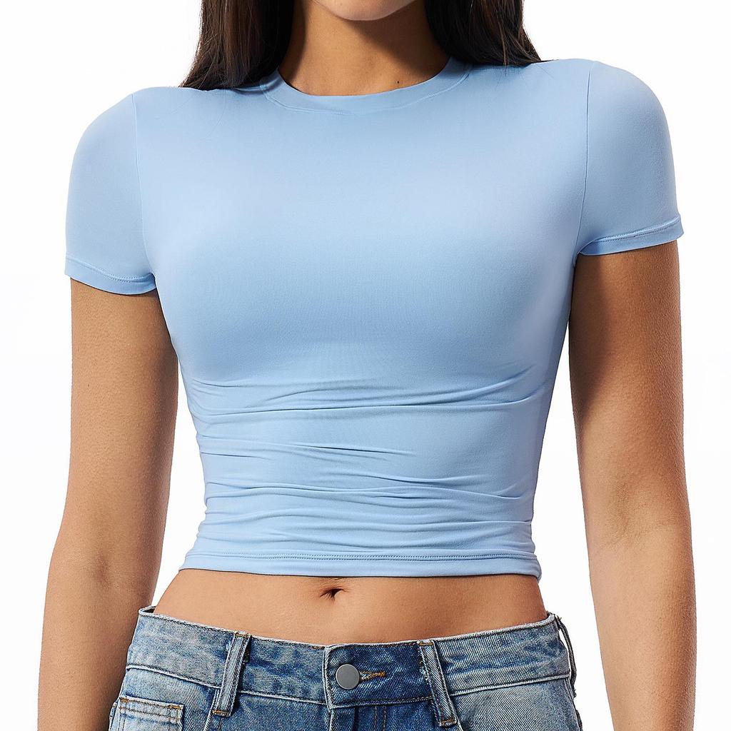 Women's Quick-Dry Fitness Top for Yoga, Running, and Pilates - Short Sleeve 8743