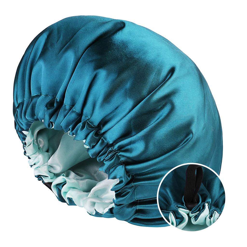2024 Fashionable Double-Sided Satin Sleep Cap for Women - Elastic, Stylish Hair Protection with Button Design