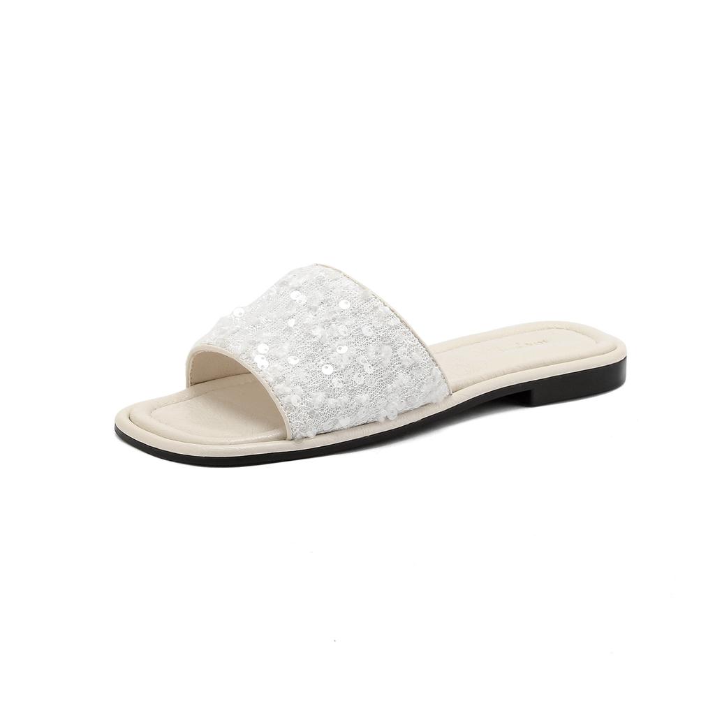 Fashion 2025 Glitter Sequins Shoes Ladies Flipflops Summer Silver Slippers Slip On Slides Woman Open Toe Flats Sandalias Mujer Pantuflas