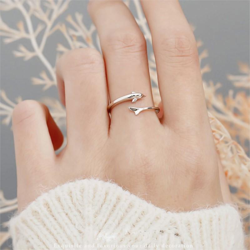Neuer beliebter Modeschmuck Niedliches Tier Kupfer Schmuck Persönlichkeit Delfin Fisch Exquisite Öffnungsringe R021