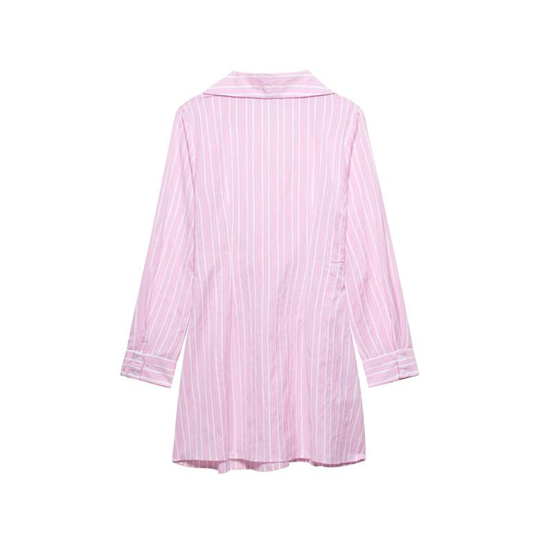 TAOP&ZA Summer Women's Striped V-Neck Long Sleeve Loose Dress