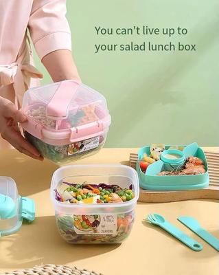 Boîte à bento aux fruits et sauces, pouvant être réchauffée au micro-ondes, boîte à pique-nique double pour l'extérieur, boîte à déjeuner légère pour salade, pour les employés de bureau, nouveau