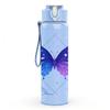 1PC Dark Purple Glowing Butterfly Magic Print 750ml Color Plastic Sports Water Bottle Leakproof Flip Straw Lid Suitable for Sports Office Home Use