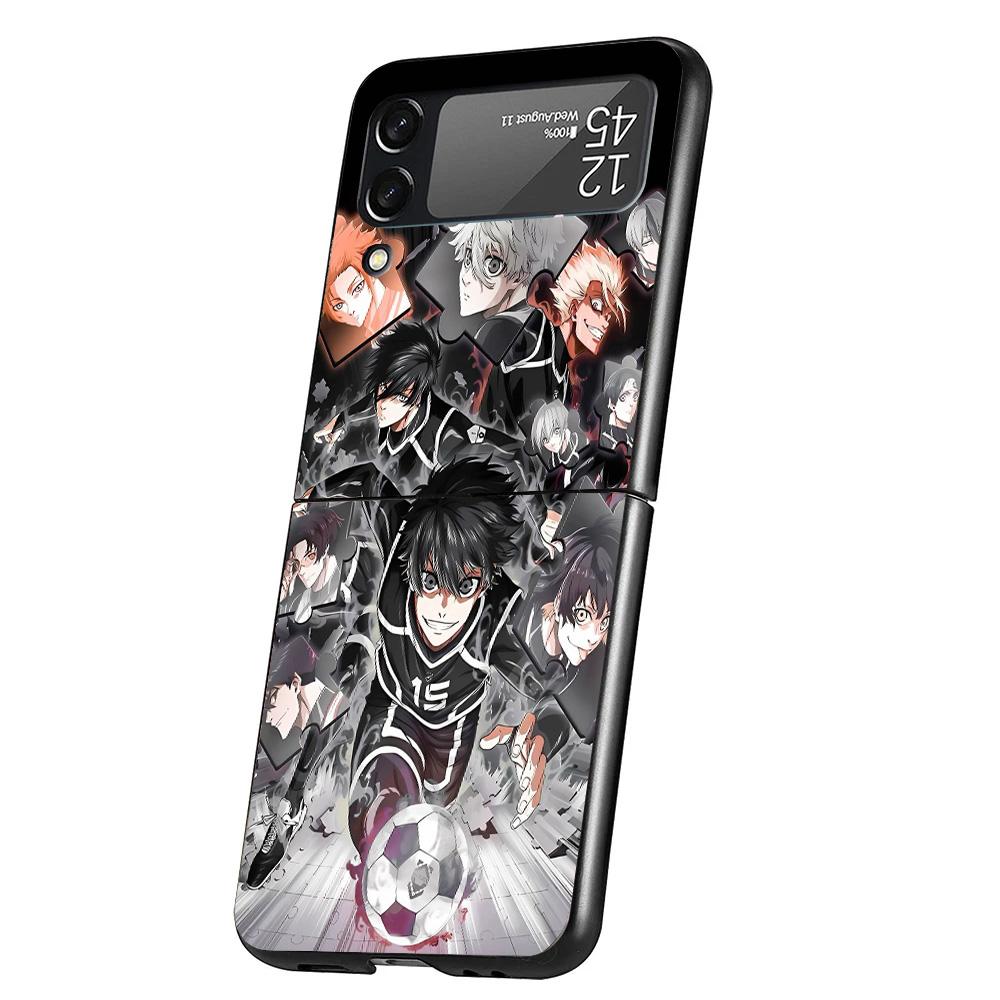 Blue Lock Football Anime Cover Phone Case For Samsung Galaxy Z Flip 7 6 5 4 3 5G Flip7 Flip6 Flip5 Flip4 Flip3 Black Fundas Shel